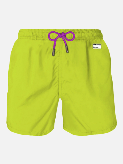 Shop Mc2 Saint Barth Man Acid Green Swim Shorts Pantone Special Edition
