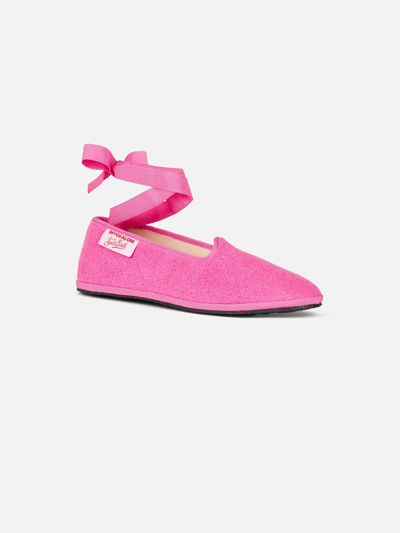 Mc2 Saint Barth Girl Pink Terry Slipper Loafer My Chalom Special Edition In Pink
