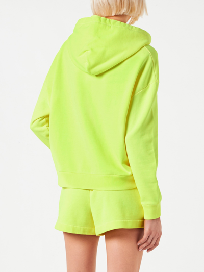 Shop Mc2 Saint Barth Fluo Yellow Hoodie With St. Barth Embroidery