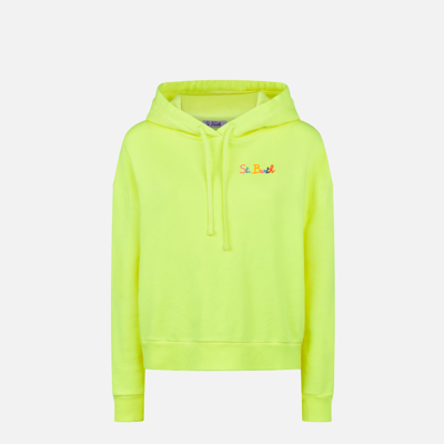 Mc2 Saint Barth Fluo Yellow Hoodie With Saint Barth Embroidery In Yellow