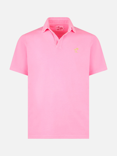 Shop Mc2 Saint Barth Fluo Pink Cotton Jersey Man Polo
