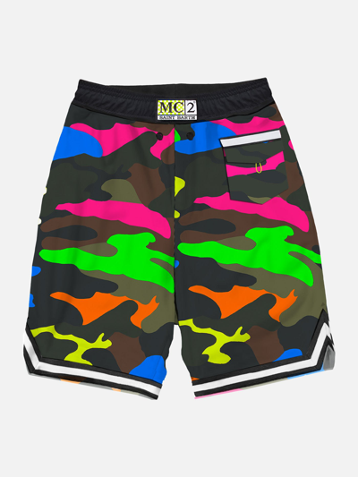 Mc2 Saint Barth Camouflage Fluo Multicolor Swim Shorts Surf Style In Fluo