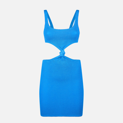 Shop Mc2 Saint Barth Bluette Crinkle Knotted Cutout Dress