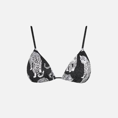 Mc2 Saint Barth Black Wild Jaguar Triangle In Black