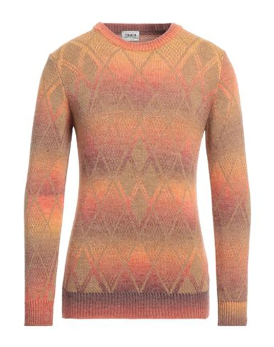 Shop Berna Man Sweater Rust Size Xxl Wool, Acrylic, Viscose, Alpaca Wool In Red
