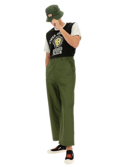 Shop Kenzo Straight Fit Pants In Green
