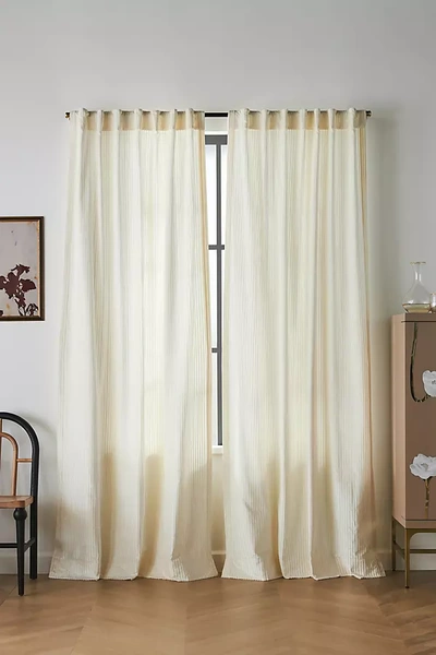 Shop Anthropologie Fiora Ribbed Velvet Curtain By  In White Size 108"