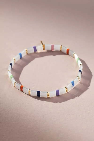 Shop By Anthropologie Beaded Chicklet Bracelet In White