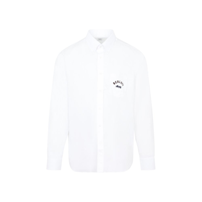 Shop Berluti Logo Embroidered Buttoned Shirt In White