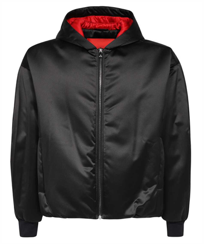 Shop Ferrari Bomber In Eco-satin With Contrast Taping Jacket In Black