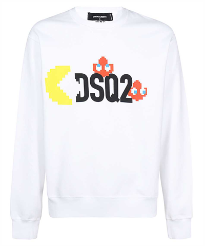 Shop Dsquared2 Pac-man Crewneck Cool Sweatshirt In White