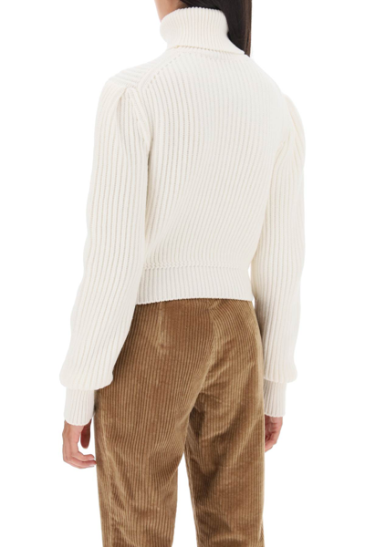 Shop Dolce & Gabbana Turtleneck Sweater With Dg Detail Women In White