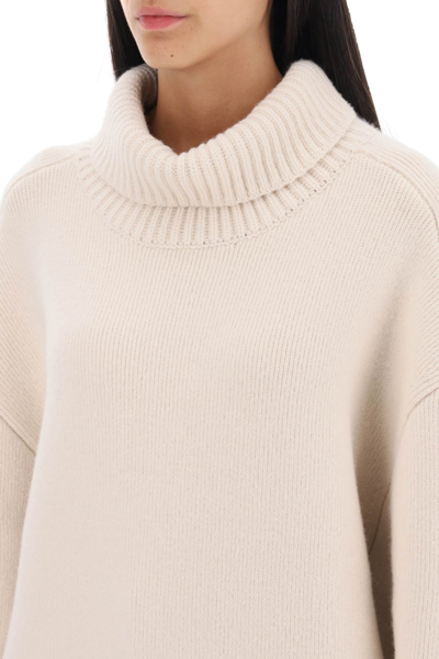 Shop Khaite 'landen' Oversized Funnel-neck Sweater Women In White