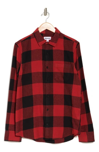 Shop Abound Long Sleeve Flannel Button-up Shirt In Red- Black Large Buffalo Plaid