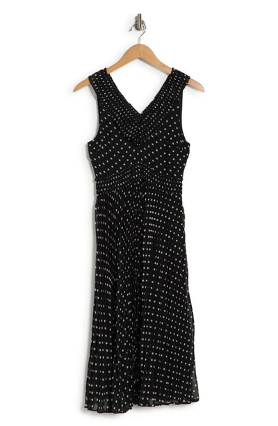 Shop Bcbgeneration Polka Dot Pleated Midi Dress In Black Polka Dot