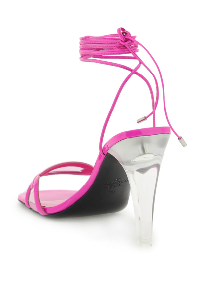Shop Valentino Garavani 'chain 1967' Patent Leather Sandals Women In Pink