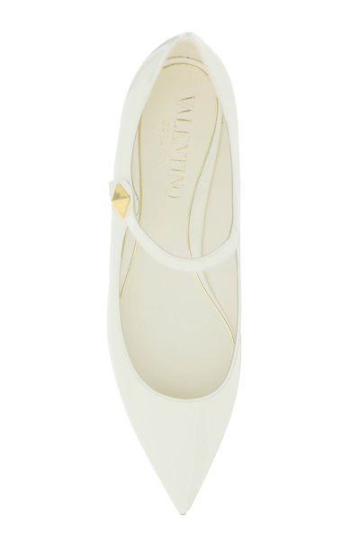 Shop Valentino Garavani Tiptoe Patent Leather Ballet Flats Women In White