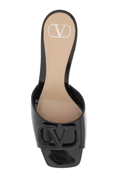 Shop Valentino Garavani Vlogo Signature Patent Leather Mules Women In Black