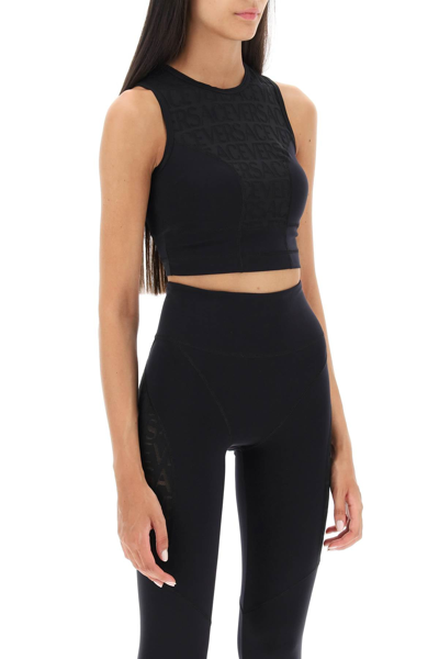 Shop Versace Sports Crop Top With Lettering Women In Black