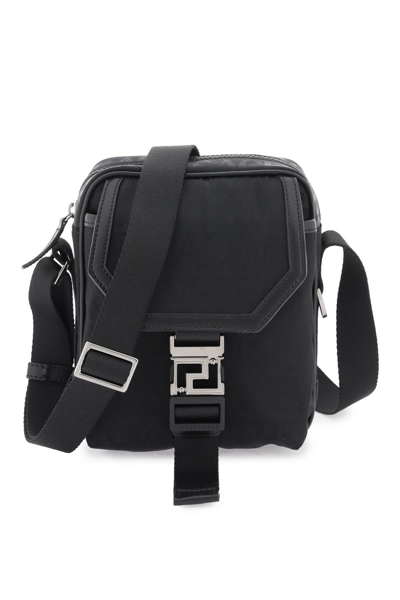 Shop Versace Allover 'neo Nylon' Crossbody Bag Men In Black