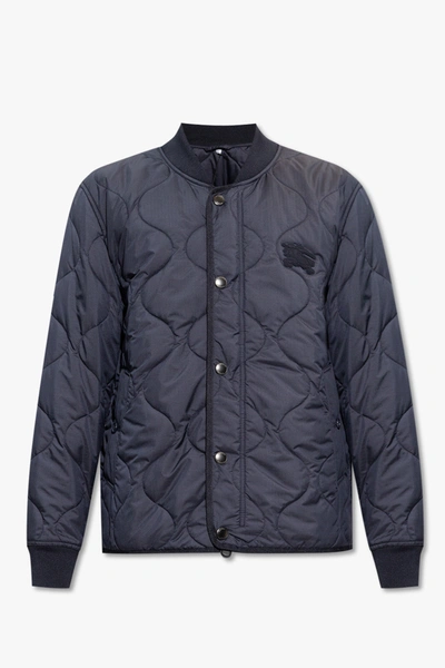 Shop Burberry Navy Blue ‘broadfield' Quilted Jacket In New