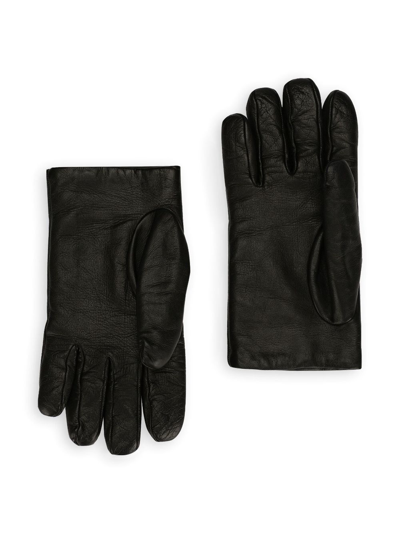 Shop Dolce & Gabbana Full-finger Leather Gloves In Black