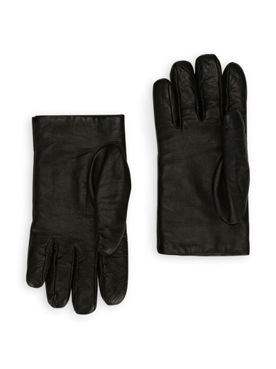 Dolce & Gabbana Full-finger Leather Gloves In Black