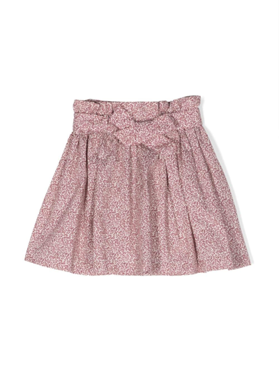 Shop Bonpoint Floral-print Cotton Skirt In Neutrals