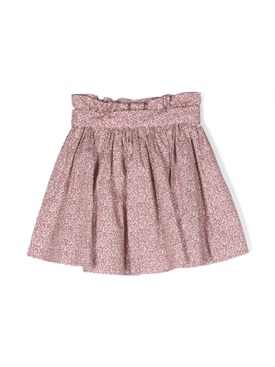 Shop Bonpoint Floral-print Cotton Skirt In Neutrals