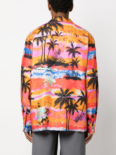 Shop Palm Angels Psychedelic Palms-print Shirt In Pink