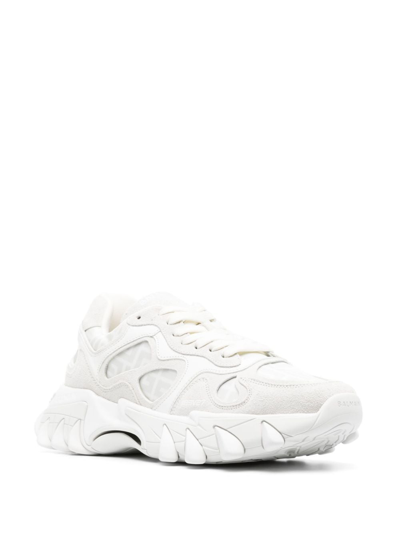 Balmain Logo-embroidered Lace-up Sneakers In White