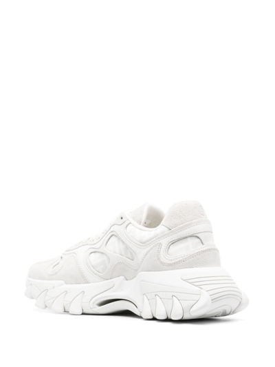 Balmain Logo-embroidered Lace-up Sneakers In White