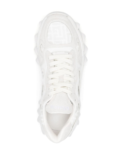 Balmain Logo-embroidered Lace-up Sneakers In White