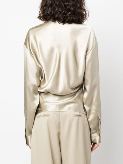 Christopher Esber Triquetra Silk Satin Shirt Blouse In Neutrals