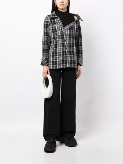 Shop Musium Div. Layered Check-pattern Shirt In Black