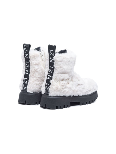 Shop N°21 Faux-fur Ankle Boots In White