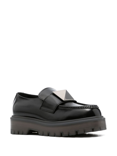Valentino 45mm One Stud Leather Loafers In Black