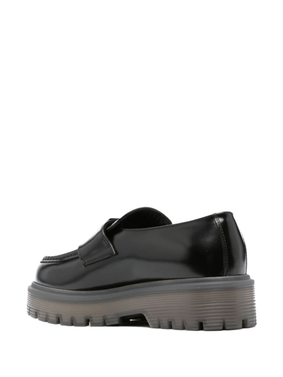 Shop Valentino One Stud Platform Loafers In Black