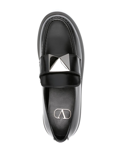 Shop Valentino One Stud Platform Loafers In Black