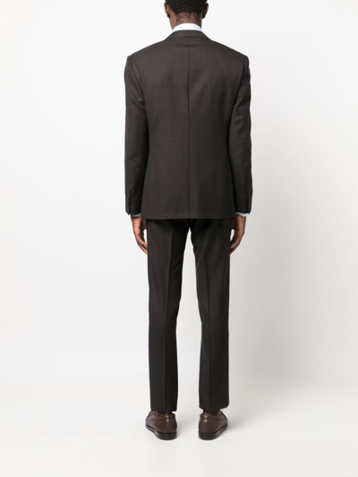 Corneliani Single-breasted Virgin Wool Suit In Brown
