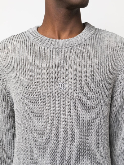 Shop Misbhv Logo-patch Ribbed Jumper In Grey