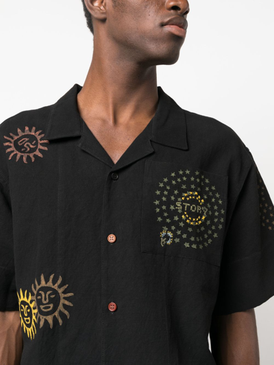 Shop Story Mfg. Greetings Solar Trip-embroidered Shirt In Black