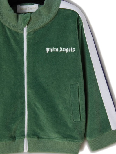 Shop Palm Angels Logo-embroidered Cotton Bomber Jacket In Green