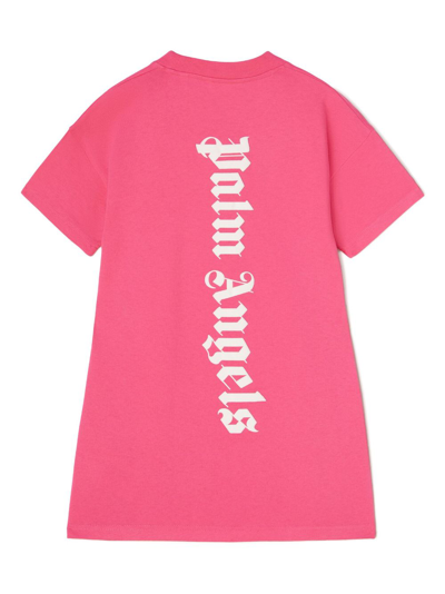Shop Palm Angels Logo-print T-shirt Dress In Pink