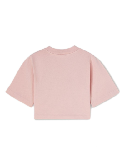 Shop Palm Angels College Bears Cropped T-shirt In Pink
