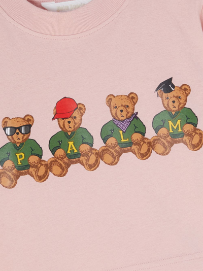 Shop Palm Angels College Bears Cropped T-shirt In Pink