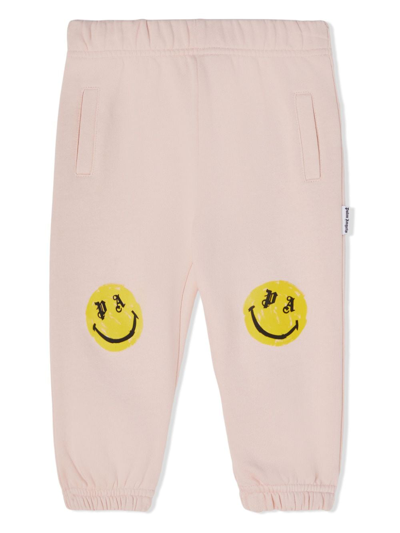 Palm Angels Smiley Face-print Track Pants In Pink