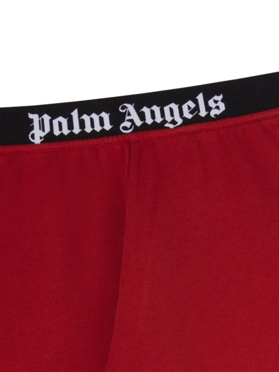 Shop Palm Angels Logo-waistband Cotton Trousers In Red