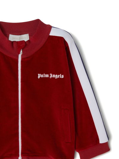 Shop Palm Angels Logo-print Cotton Bomber Jacket In Red