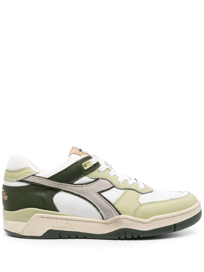 Shop Diadora Heritage Panelled Sneakers In Green